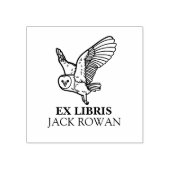 Ex Libris Flying Barn Owl Bookplate Name ラバースタンプ (インプリント)