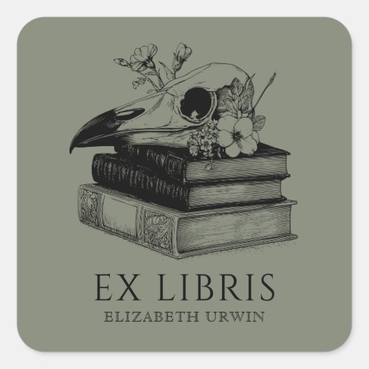 Ex Libris Gothic Custom Bookplate Sticker スクエアシール (正面)