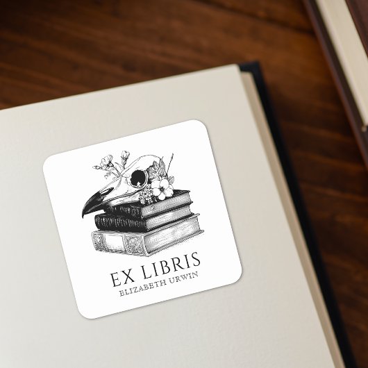 Ex Libris Gothic Custom Bookplate Sticker スクエアシール