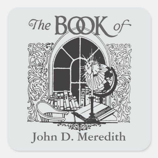 Ex-libris letterpress蔵書票ラベル スクエアシール (正面)