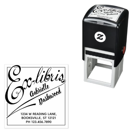 Ex Libris Library of蔵書票はっきりしたタイポグラフィ セルフインキングスタンプ (インサイチュ)