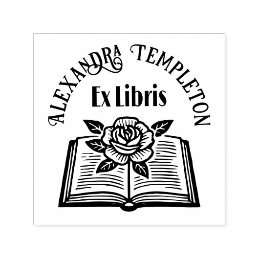 Ex Libris Nameのバラ#2PSでブックを開く セルフインキングスタンプ (デザイン)