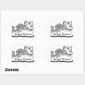 Ex Libris Owl with Bookスタンプ 楕円形シール (シート)