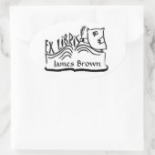 Ex Libris Owl with Bookスタンプ 楕円形シール (バッグ)