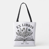 Ex Libris Personalized Book Lover Wildflower Aesth トートバッグ (裏面)