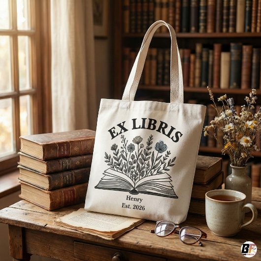 Ex Libris Personalized Book Lover Wildflower Aesth トートバッグ