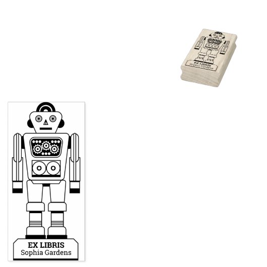 Ex Libris - Robot Librarian v2 ラバースタンプ (押印)