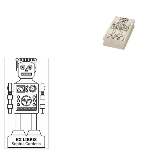 Ex Libris - Robot Librarian v3 ラバースタンプ (押印)