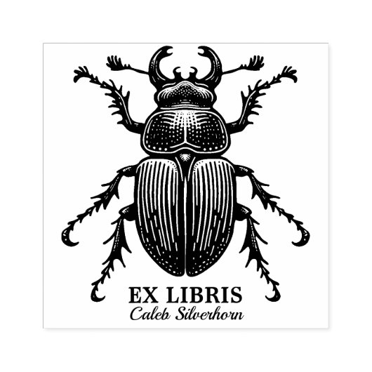Ex Libris - Stag Beetle ラバースタンプ (インプリント)