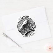 Ex Libris - Steam Train on a Bridge ラウンドシール (封筒)