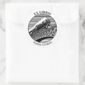 Ex Libris - Steam Train on a Bridge ラウンドシール (バッグ)