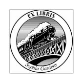 Ex Libris - Steam Train on a Bridge Rubber Stamp ラバースタンプ (インプリント)