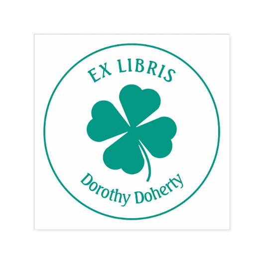 Ex Libris with Clover |パーソナライズ可能 セルフインキングスタンプ (デザイン)