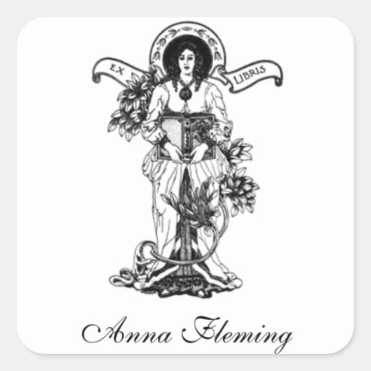 Ex Libris Woman with Book スクエアシール (正面)