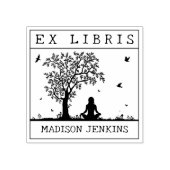 Ex Libris Yoga瞑想自然，書籍 ラバースタンプ (インプリント)