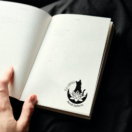 Ex Libris Zen Cat, Lotus Moon Book ラバースタンプ