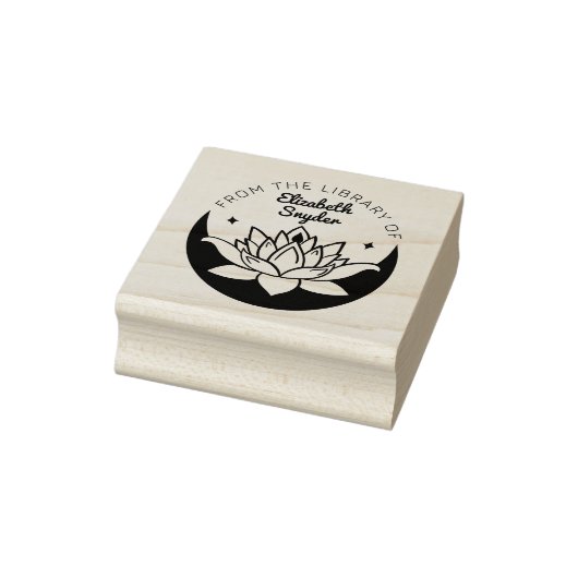 Ex Libris Zen Lotus Moon Book ラバースタンプ (スタンプ)