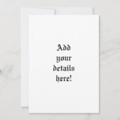 Excaliburおよびアーサー 招待状 (裏面)