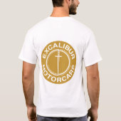Excaliburの自動車の金ゴールドのロゴ Tシャツ (裏面)