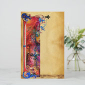 EXCALIBUR .ANTIQUEの赤く青い花の羊皮紙 便箋 (スタンド正面)