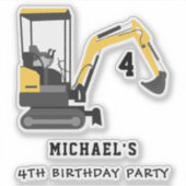 Excavator Construction 4th Birthday Giveaway シール (正面)