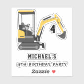 Excavator Construction 4th Birthday Giveaway シール (シート)