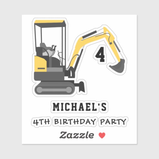Excavator Construction 4th Birthday Giveaway シール (シート)