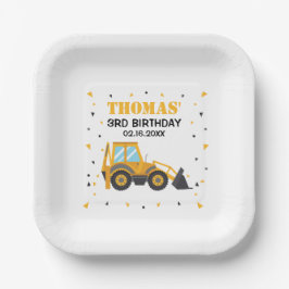 Excavator Construction Birthday Paper Plates ペーパープレート