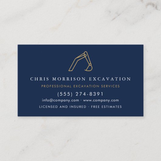 Excavator Construction Contractor QR Code 名刺 (正面)