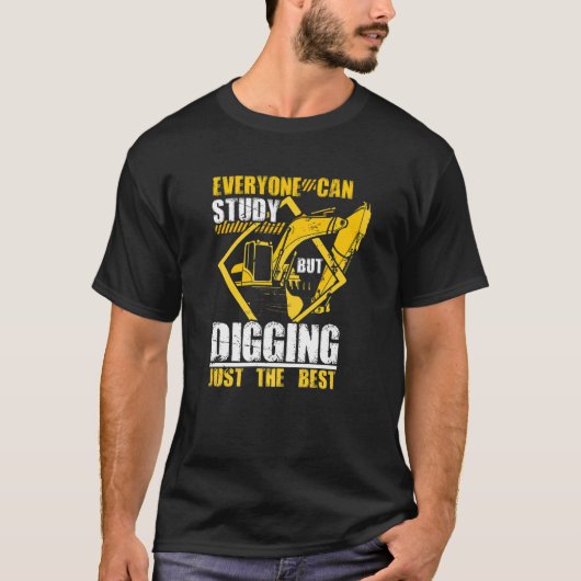 Excavator Digging Construction Worker Building Sit Tシャツ (正面)
