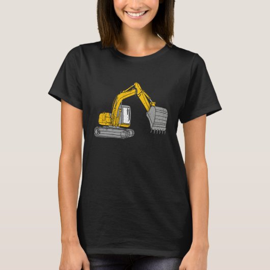 Excavator driver road construction wheel loader ex tシャツ (正面)