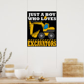 Excavator Gifts Kids Construction Gift Excavator ポスター (キッチン)