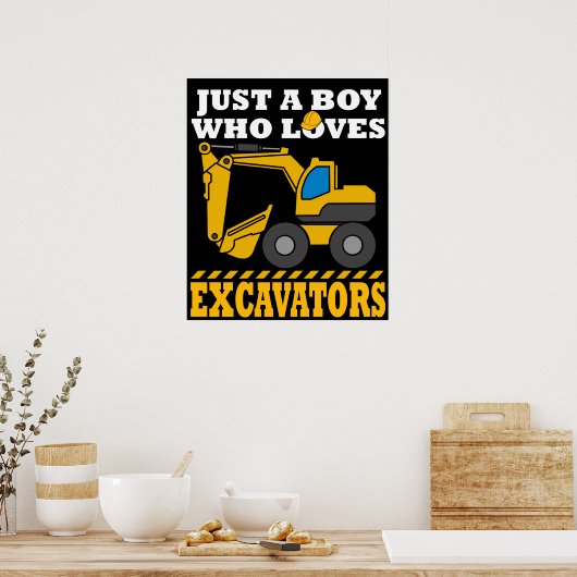 Excavator Gifts Kids Construction Gift Excavator ポスター (キッチン)