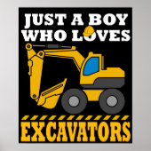 Excavator Gifts Kids Construction Gift Excavator ポスター (正面)