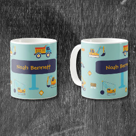 Excavator Name Mug for Toddler Boys コーヒーマグカップ