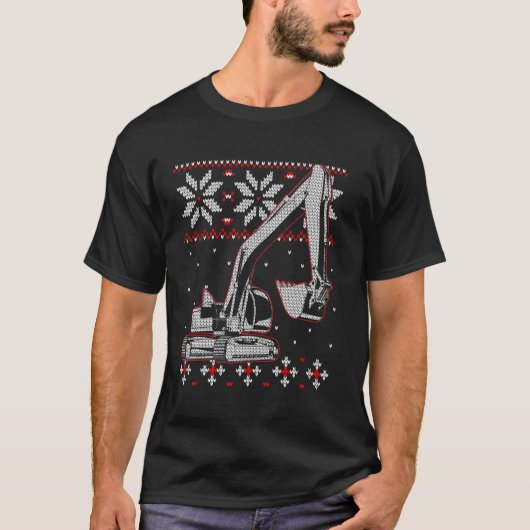 Excavator Operator Ugly Christmas Sweater Heavy Eq Tシャツ (正面)
