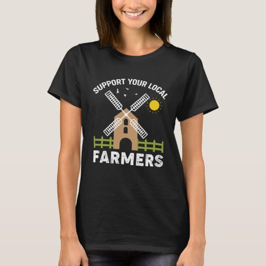 Excavator  Support your local farmers Tシャツ (正面)