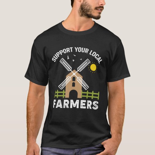 Excavator  Support your local farmers Tシャツ (正面)