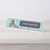 Excavator Trucks Boys Construction デスクネームプレート (正面)