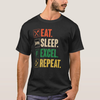 Excelの食べスリープの繰り返し – おもしろいヴィンテージレトロExcel Tシャツ