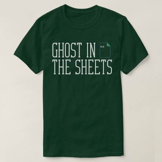 Excelシートの幽霊おもしろい Tシャツ (デザイン正面)
