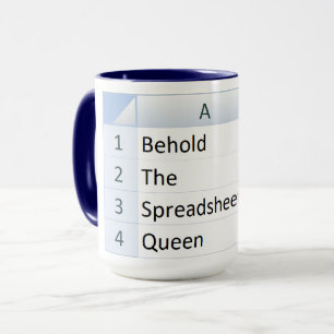 Excel Blue、Mighty Spreadsheet Queen マグカップ