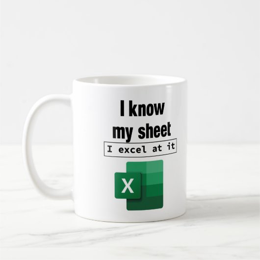 Excel I Know My Sheet Spreadsheetおたく同僚 コーヒーマグカップ (左)