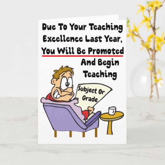 Excellence In教え's – 新しいグレードまたはサブジェクトおもしろい カード (黄色い花)