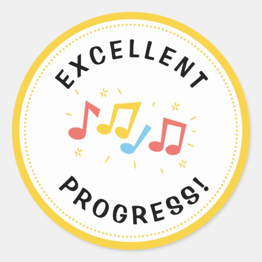 Excellent Progress Music Notesおもしろい報酬 ラウンドシール (正面)