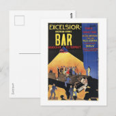 Excelsiorバー、ブダペスト、ハンガリー、1920年代ヴィンテージ ポストカード (正面/裏面)