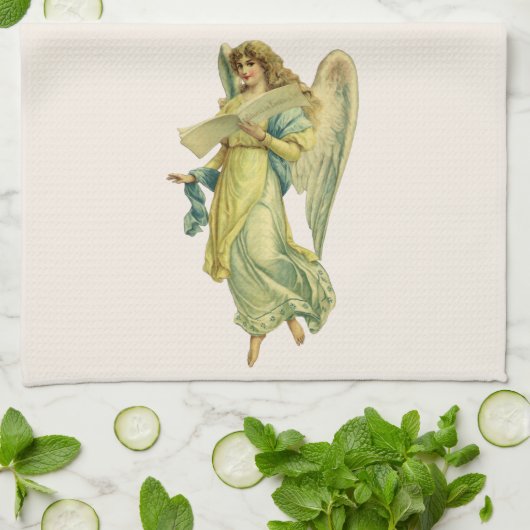 Excelsisビクトリアン Deoのグロリアのクリスマス・エンジェル キッチンタオル (折り畳み)