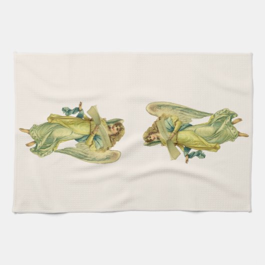 Excelsisビクトリアン Deoのグロリアのクリスマス・エンジェル キッチンタオル (横)