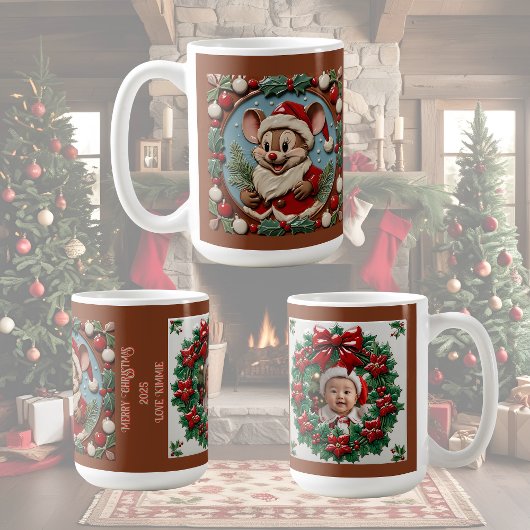 Excited Christmas Mouse Customizable コーヒーマグカップ