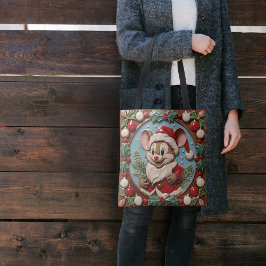 Excited Christmas Mouse Tote Bag トートバッグ